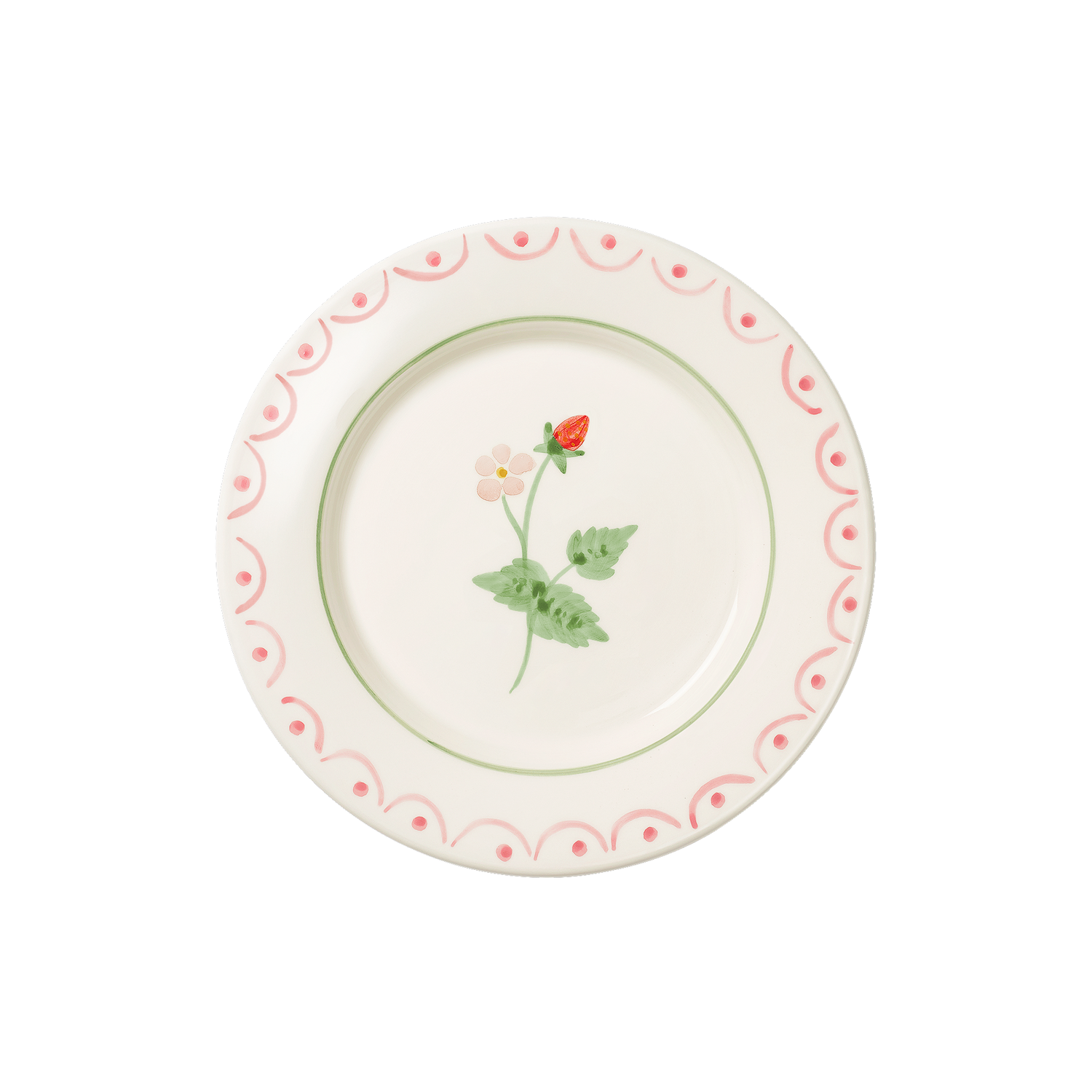 Cottage flower Wild Strawberry Salad plate - Red 22 cm