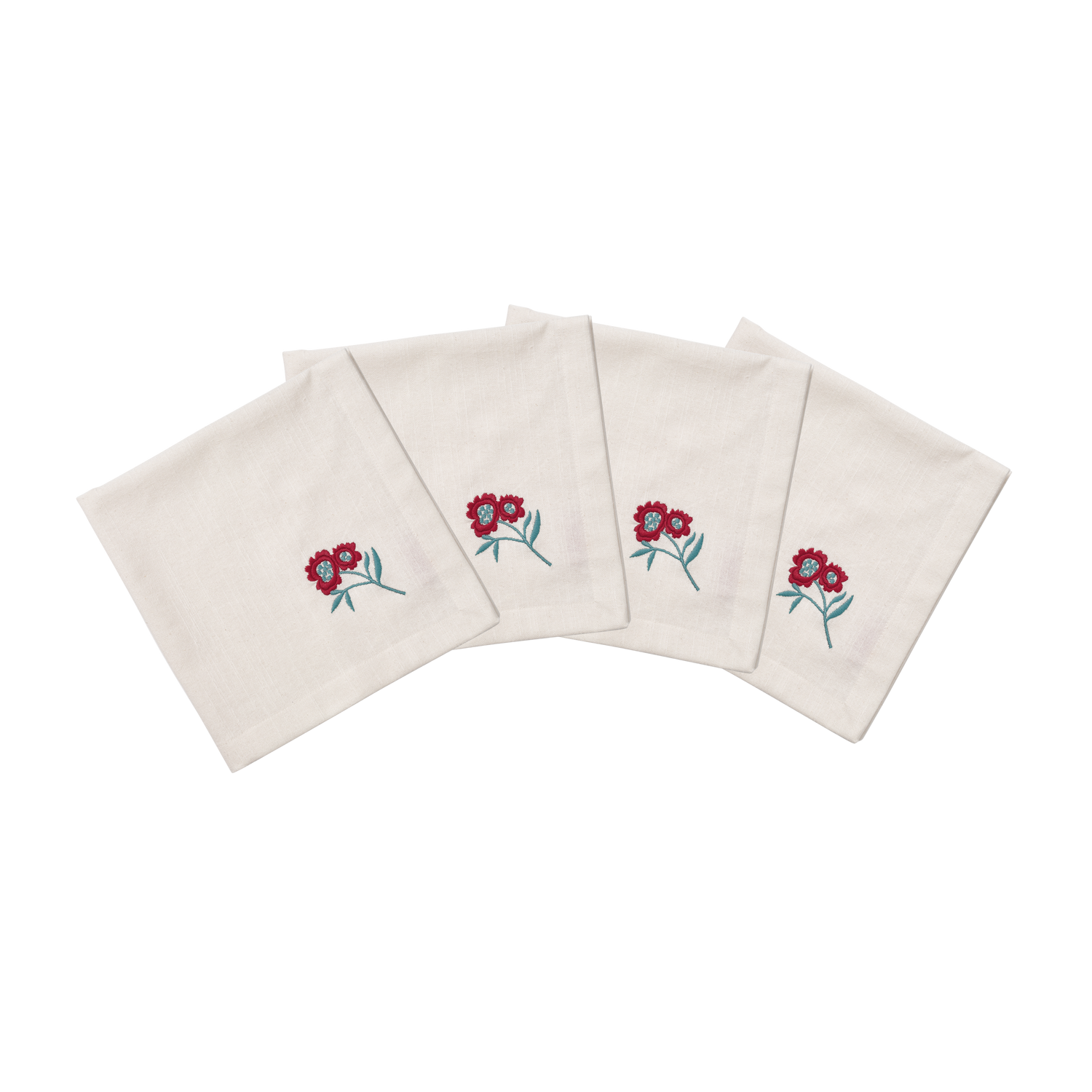 Cottage Flower Servett 4-pack - Teal 45x45 cm