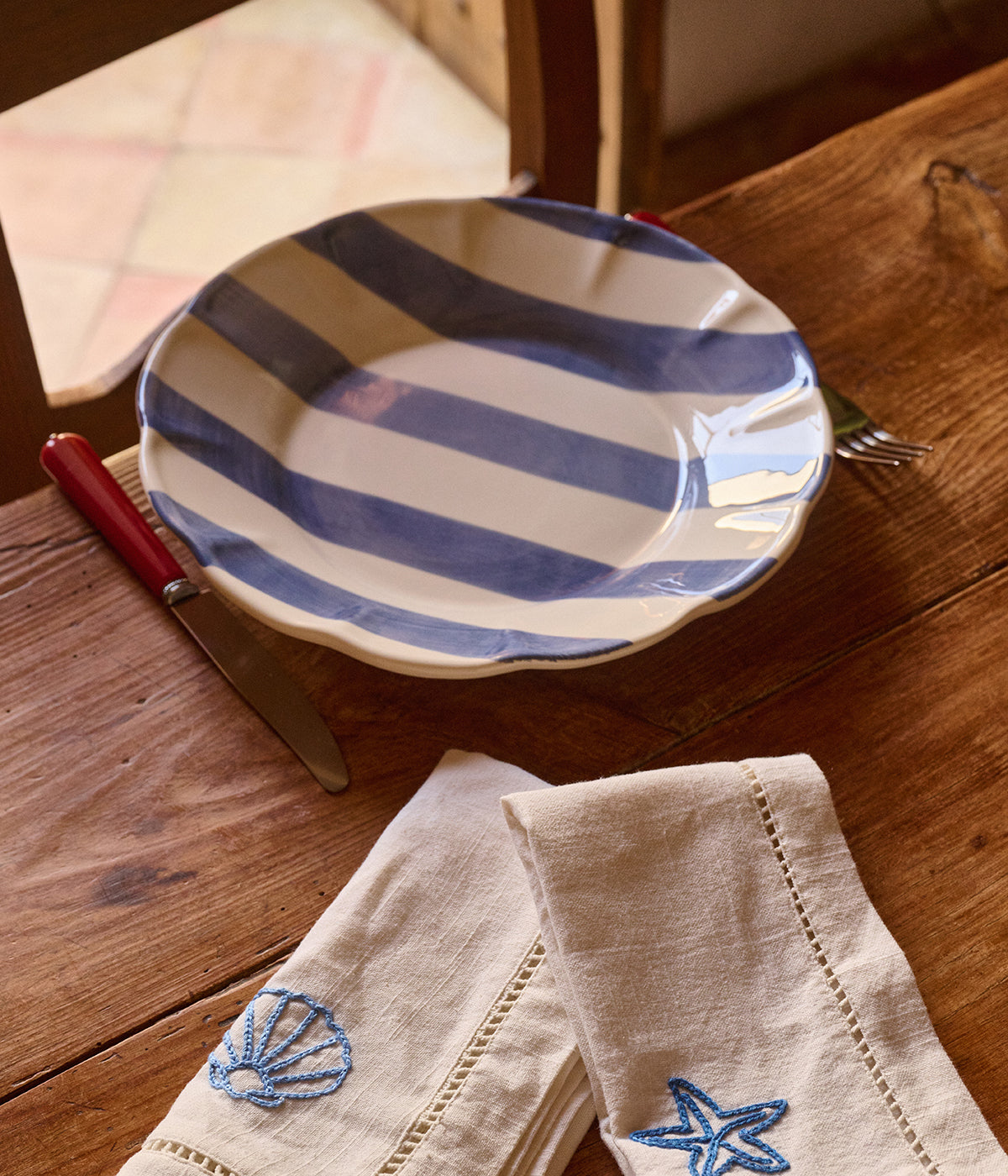 Stripe tallrik - Mörkblå 28 cm