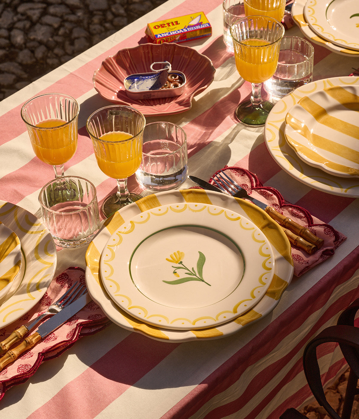 Cottage flower assiett - Gul 22 cm