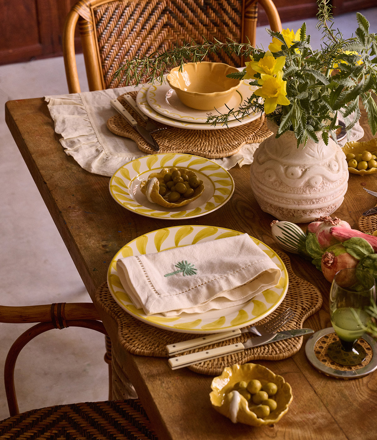 Scallop Rattan Placemat - Natural 36 cm