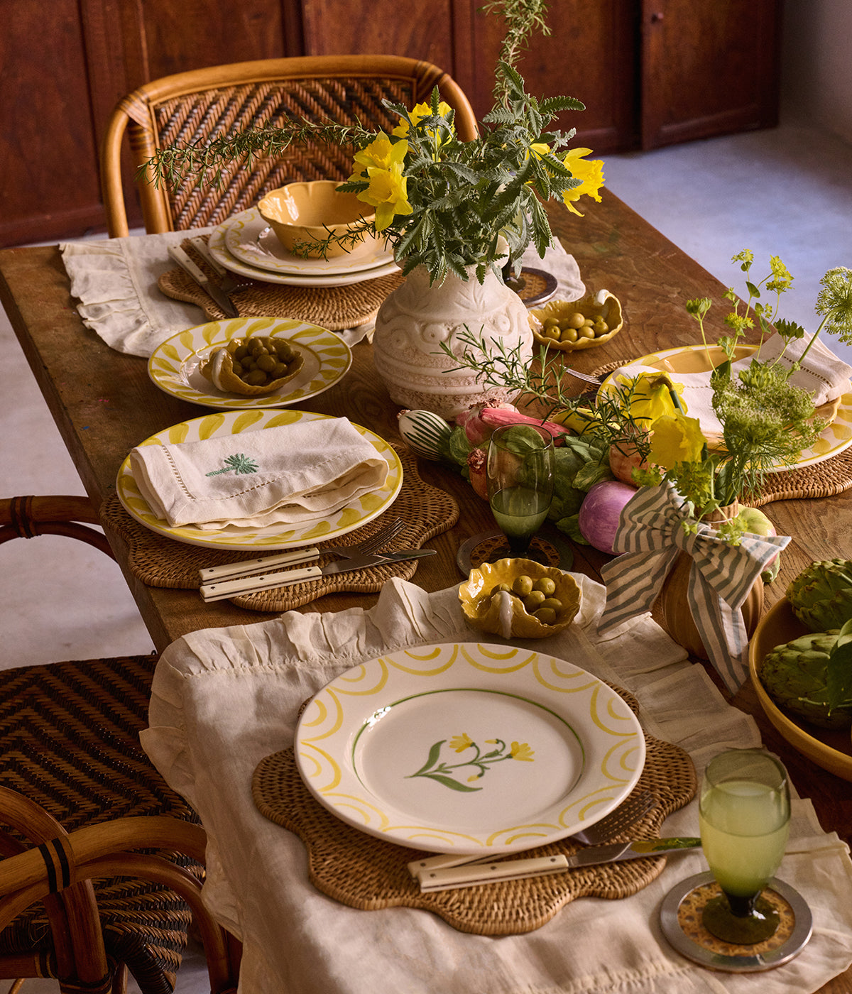 Cottage flower tallrik - Gul 28 cm