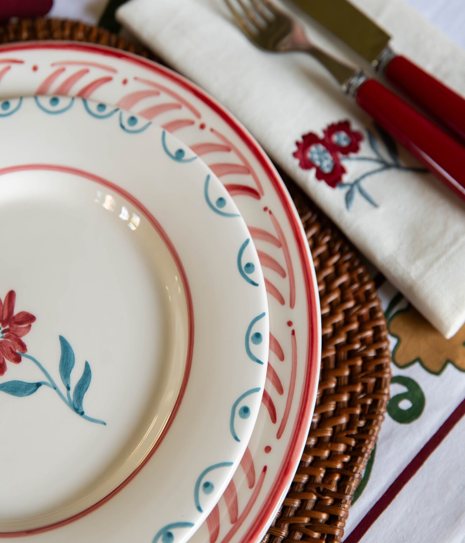 Cottage Flower Assiette - Teal 22 cm