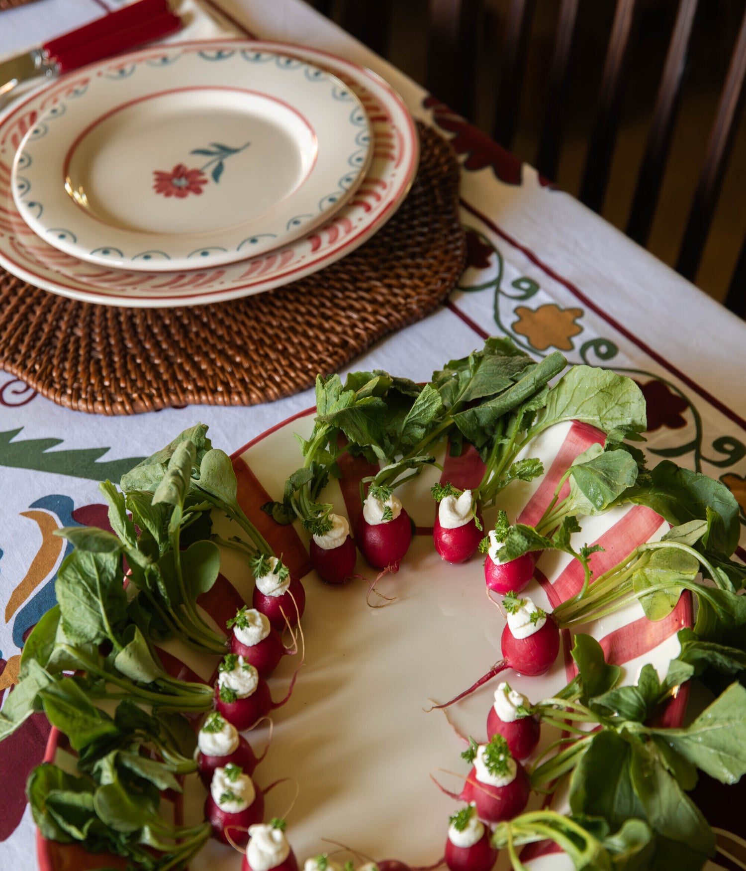 Cottage Flower Assiette - Teal 22 cm