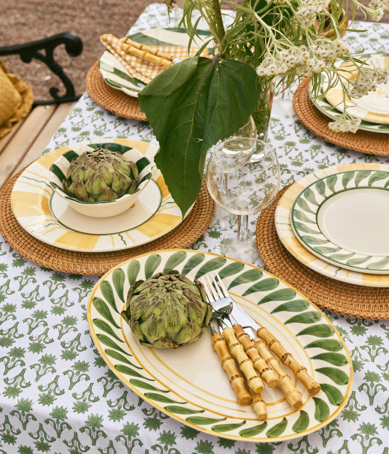 Swirl servingsfat - Grön 32 cm