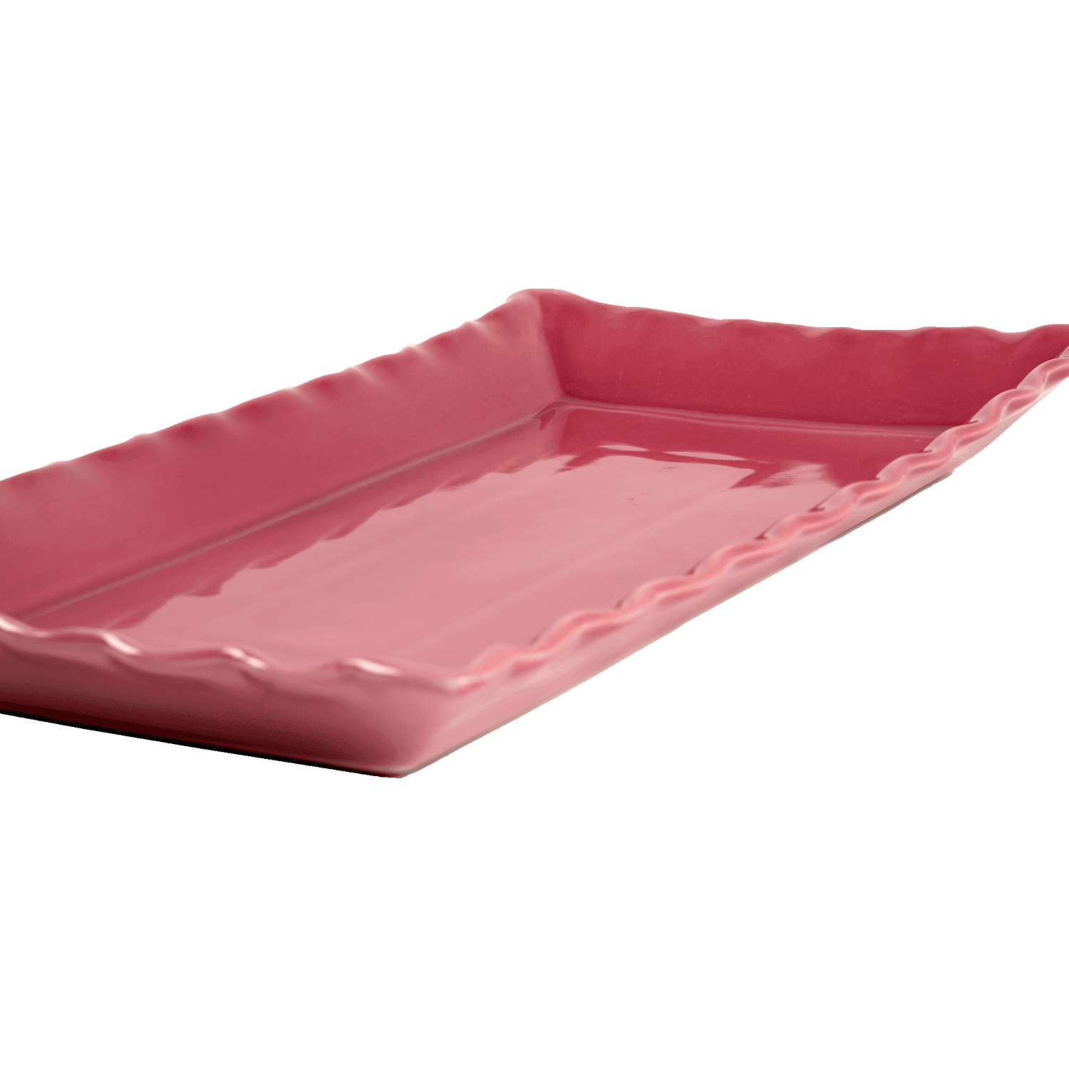 Frill servingsfat - Mörkrosa 45x26 cm