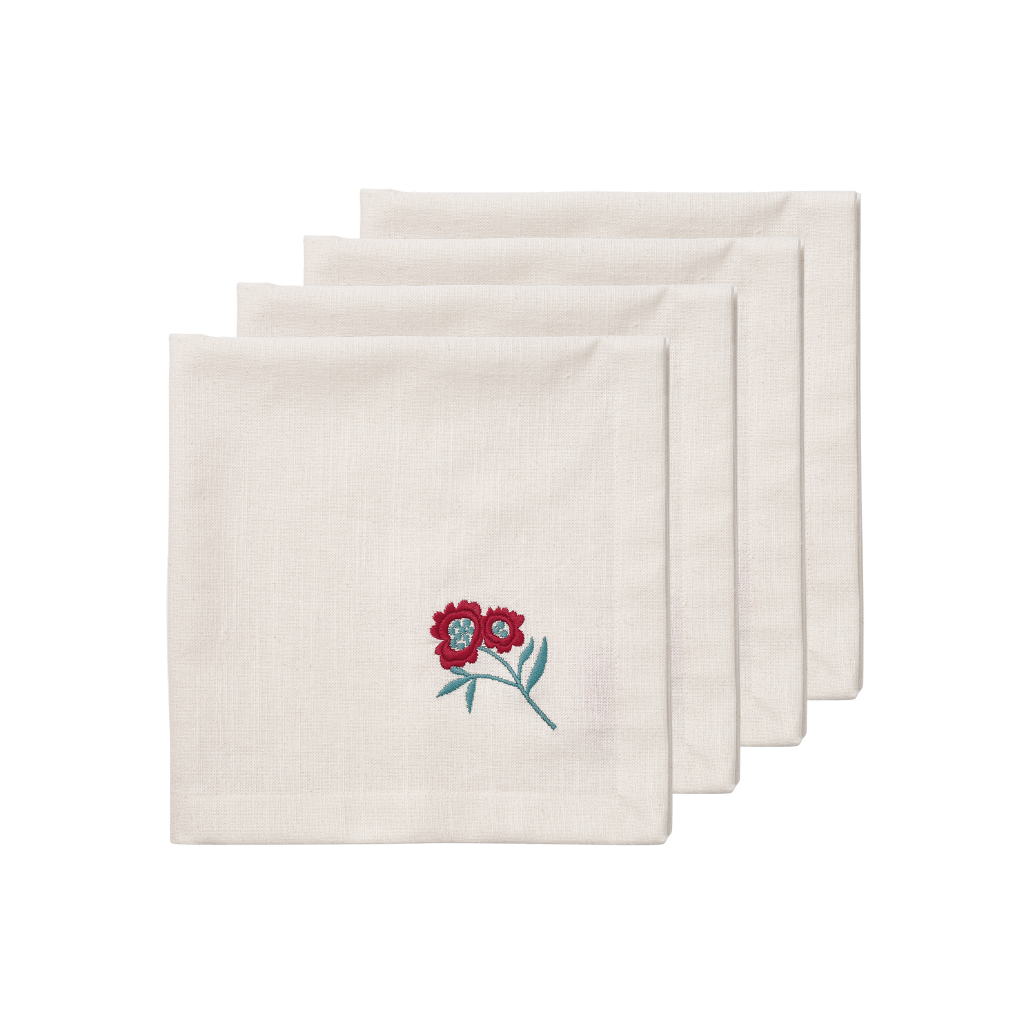 Cottage Flower Servett 4-pack - Teal 45x45 cm