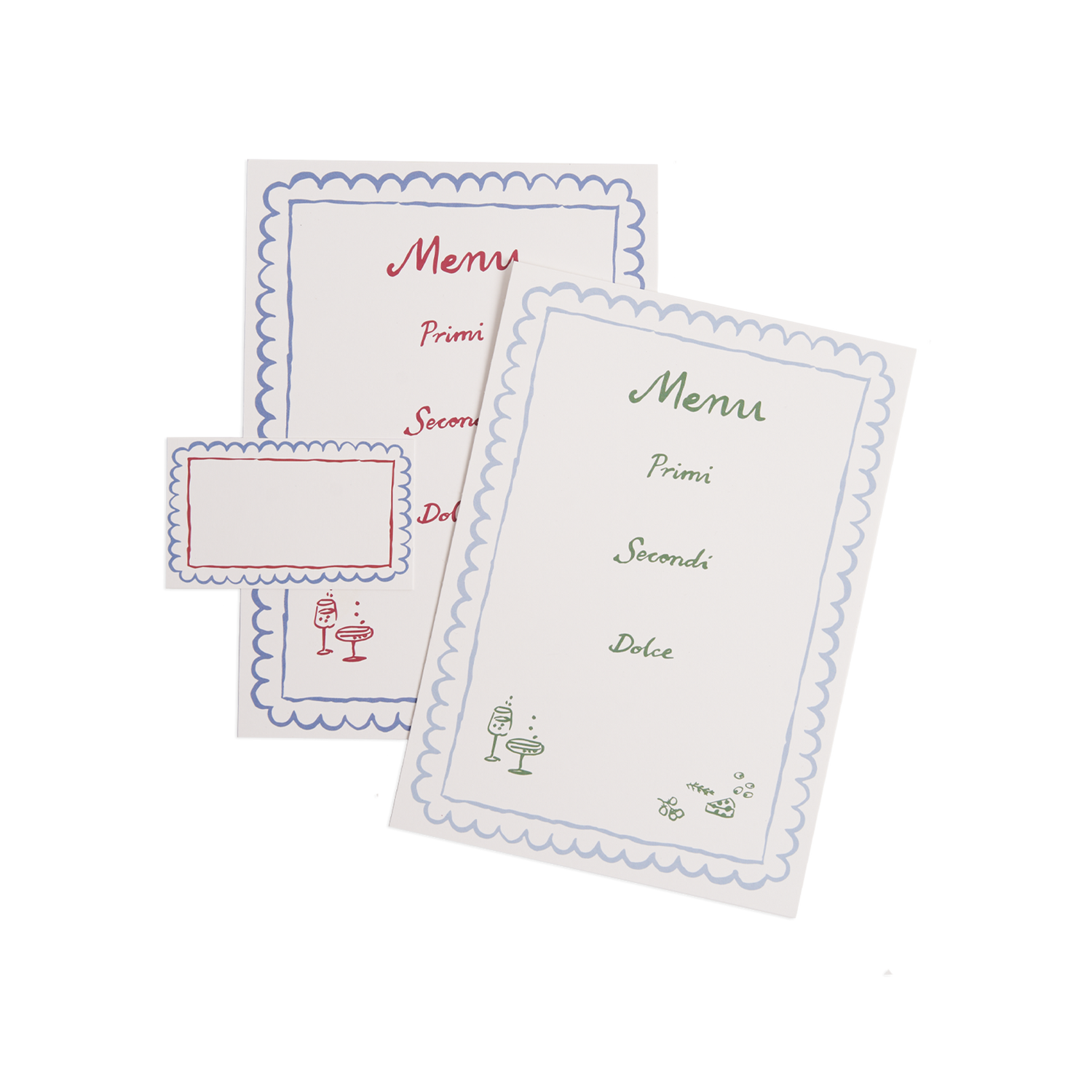 Italiano menykort - Ljusblå 14,85x21 cm