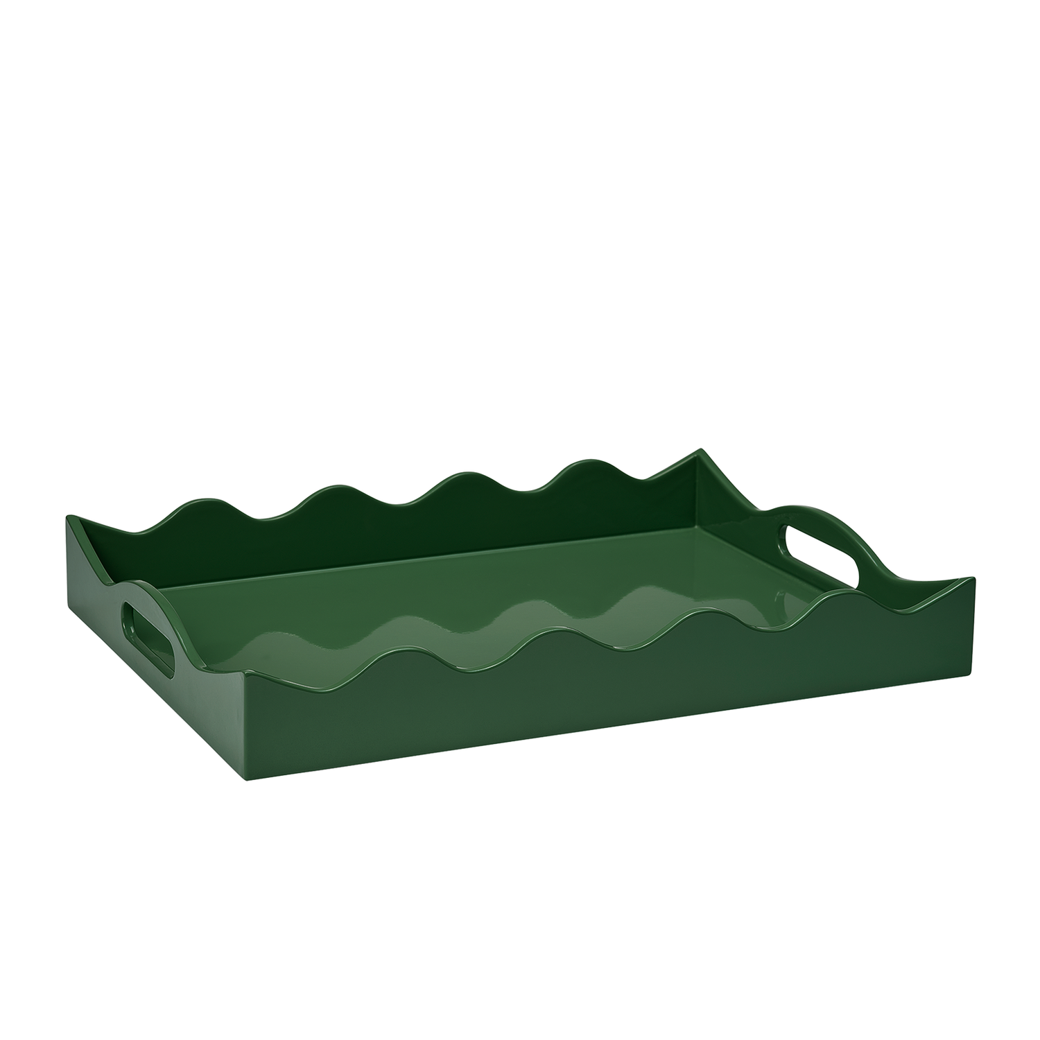 Scallop Lacquer Tray - Green 30x40cm