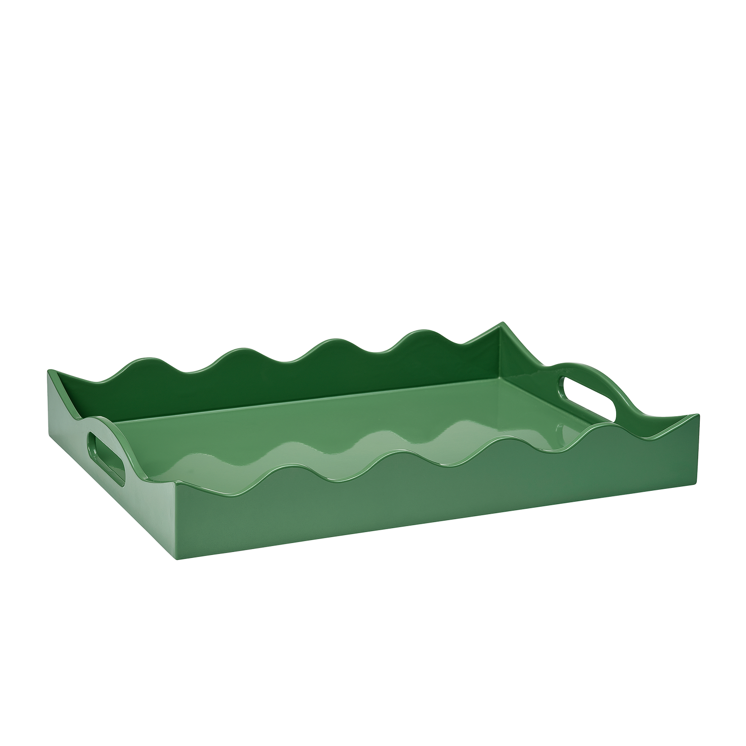 Scallop Lacquer Tray - Green 30x40cm
