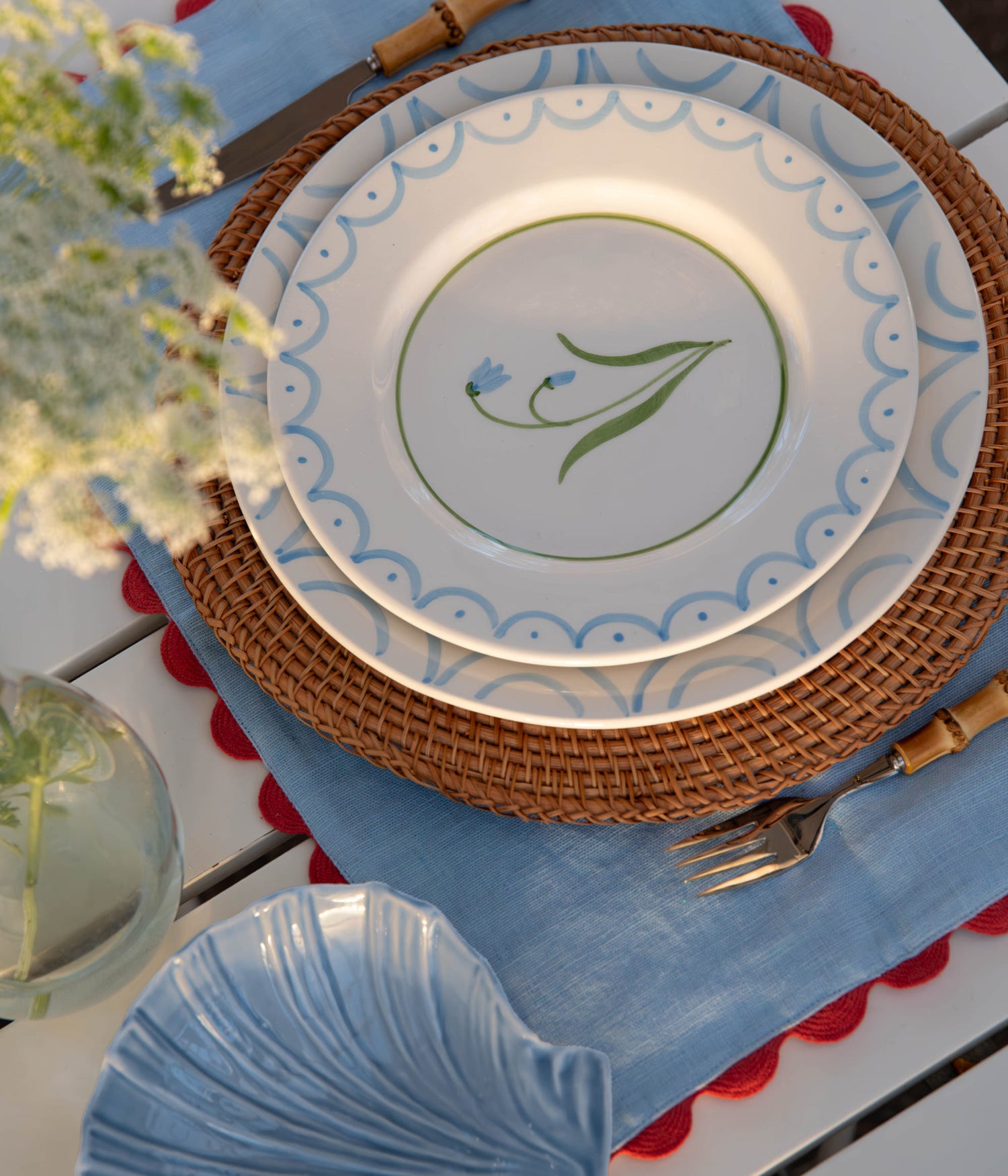 Cottage Flower Tallrik - Ljusblå 28 cm