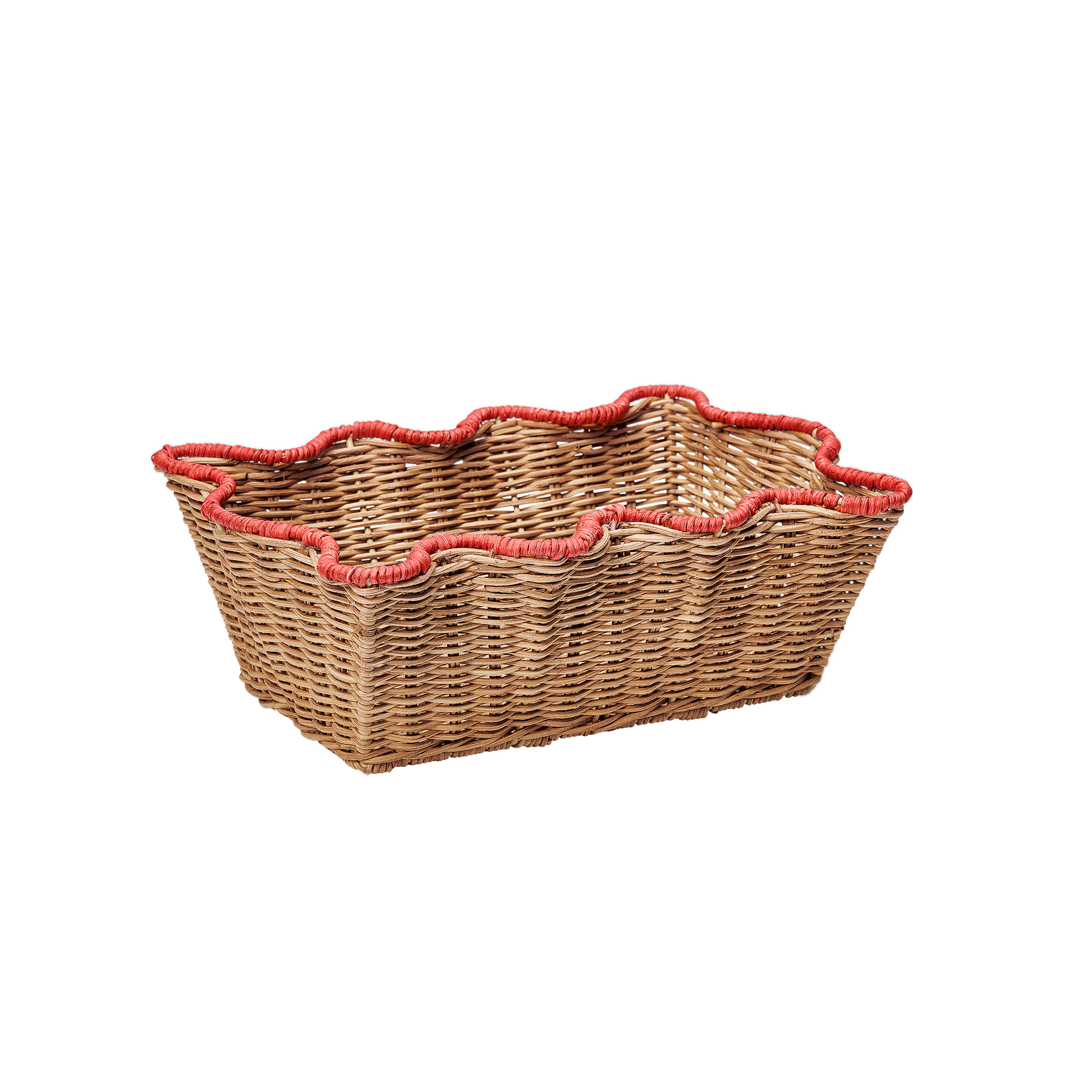 Scallop Rattan Basket - Red 20x30 cm