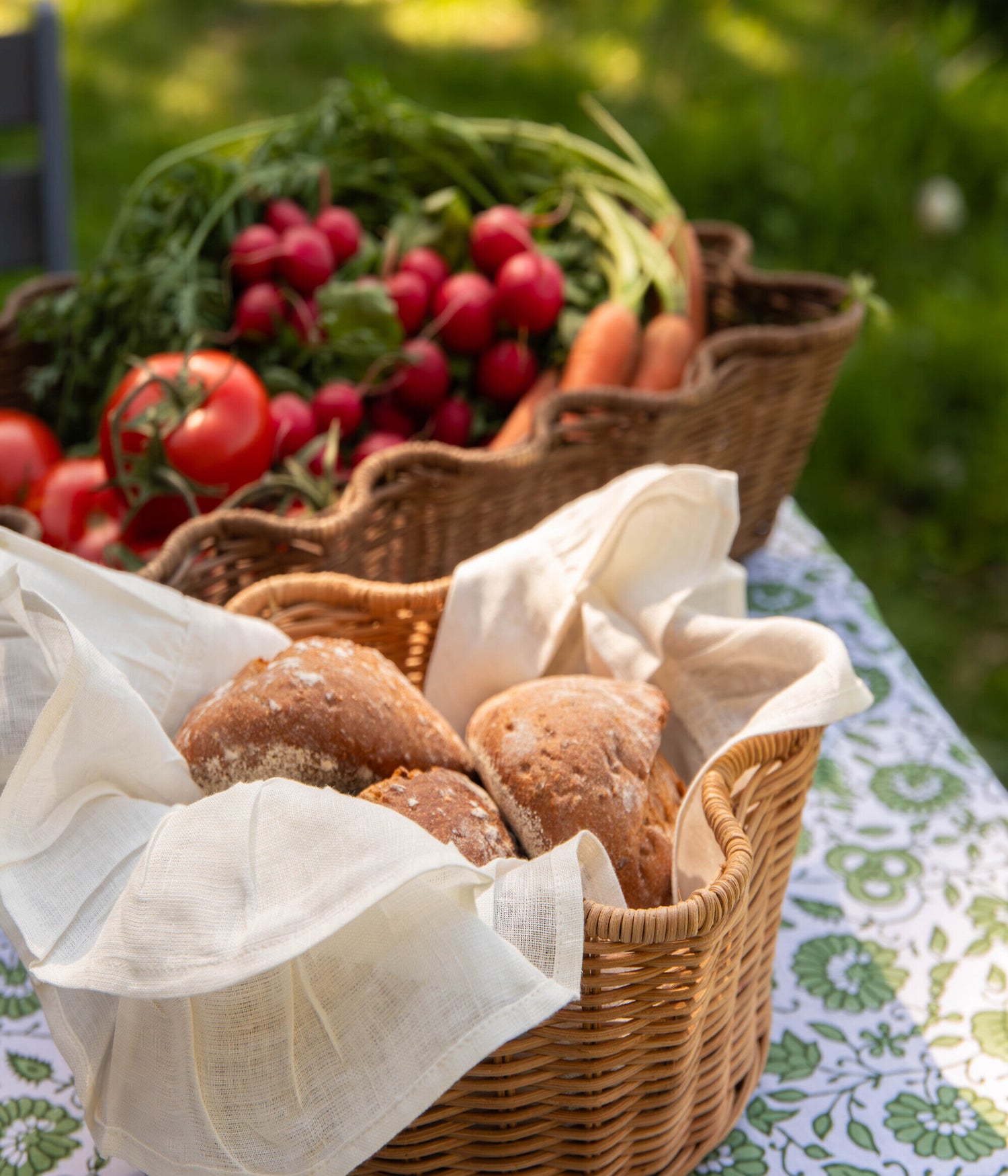 Round Rottingkorg - Natur 23 cm