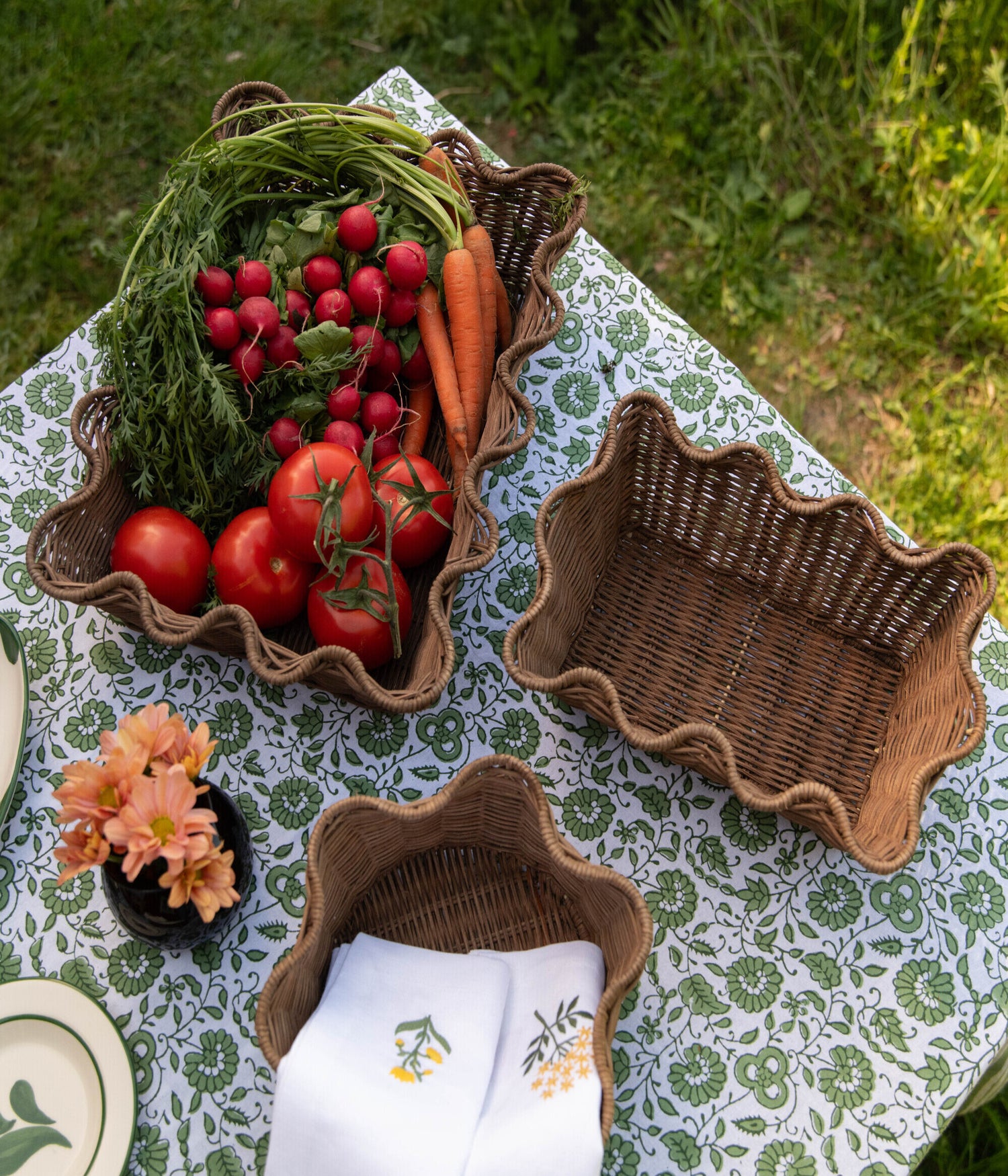 Round Rottingkorg - Natur 23 cm