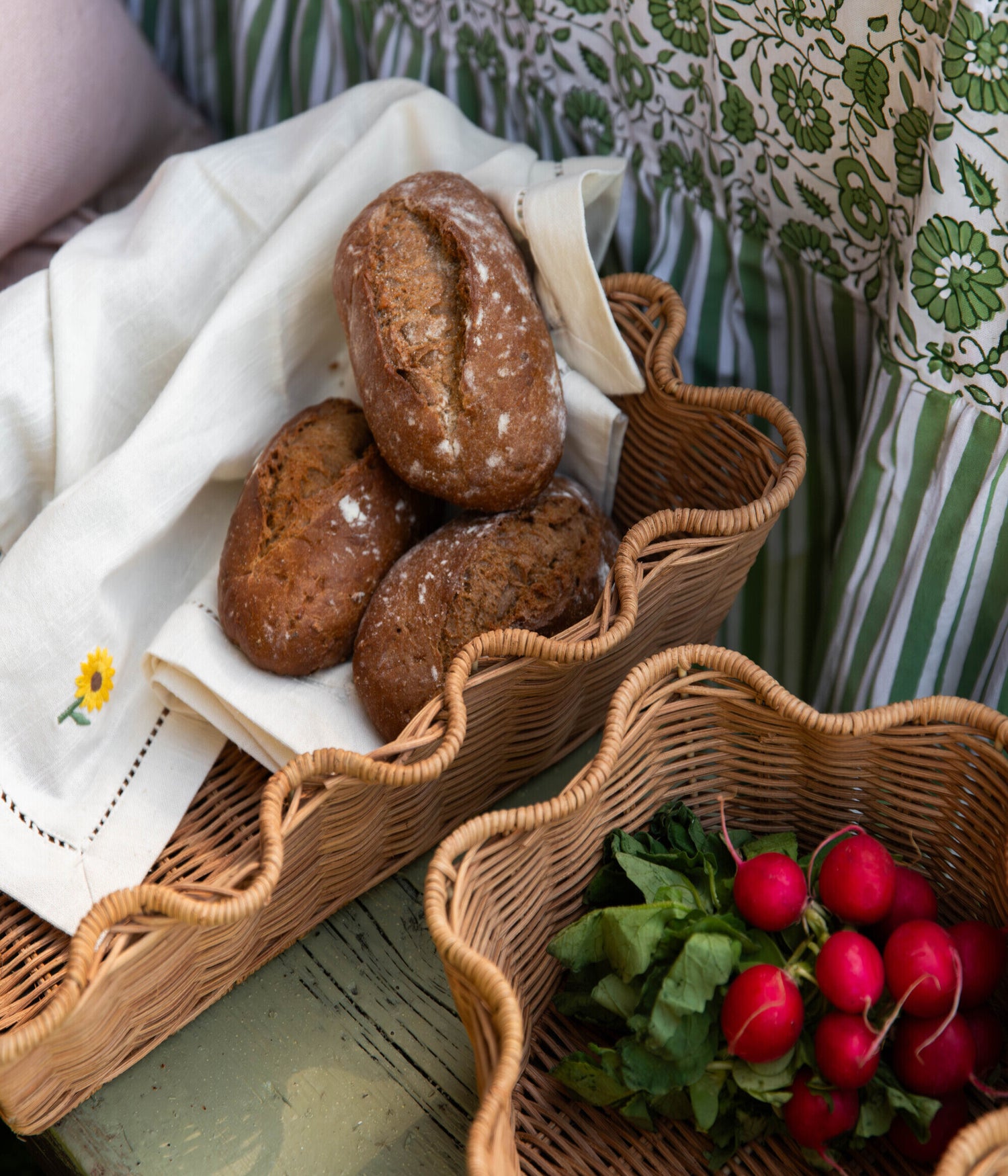 Round Rottingkorg - Natur 23 cm