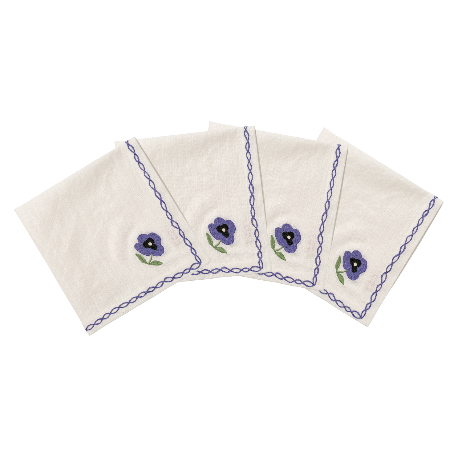 Madelen Möllard Pansy Servett 4-pack - Blå 45x45 cm