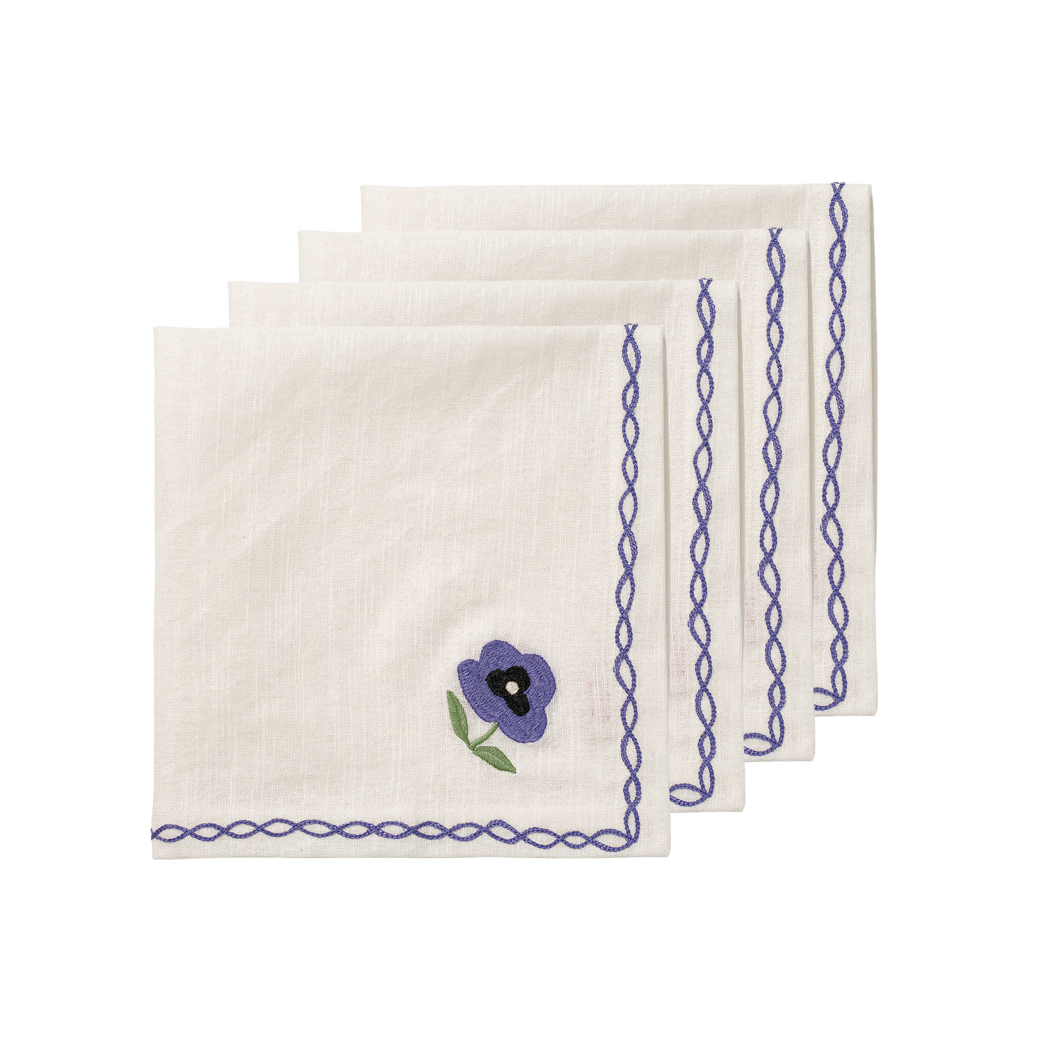 Madelen Möllard Pansy Napkin 4 Pack - Blue 45x45 cm