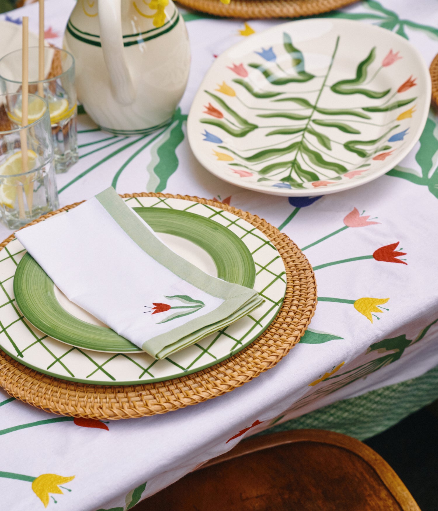 Madelen Möllard Tulip Napkin 4 Pack - Light green 45x45 cm