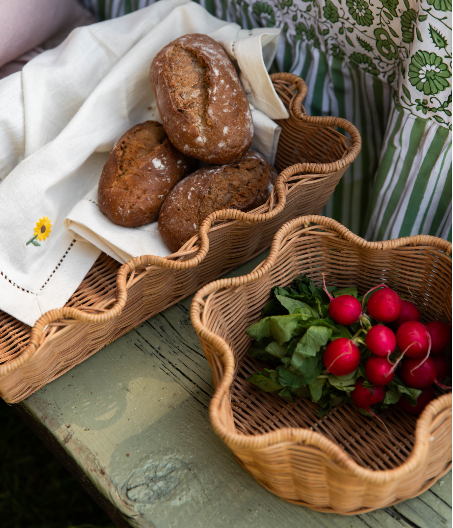 Scallop Rattan Basket - Natural 20x30 cm